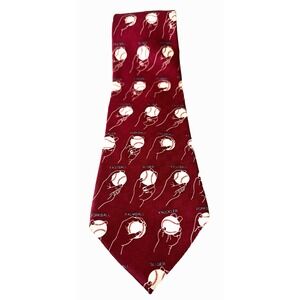 Josh Bach Mens Silk Tie Red Baseball Novelty Pitchers Catchers Spring Training
